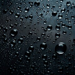 drops of water on a black glass