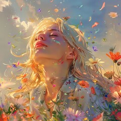 girl with flowers in hair