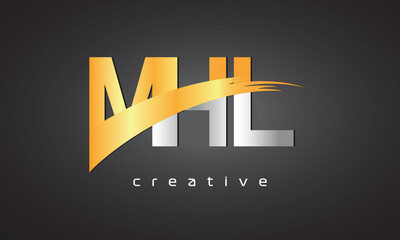 MHL Creative letter logo Desing with cutted letter