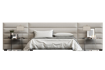 bed isolate on a transparent background, interior furniture, 3D illustration, cg render
