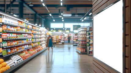 Blank advertising mockup for advertisement at the supermarket. AI