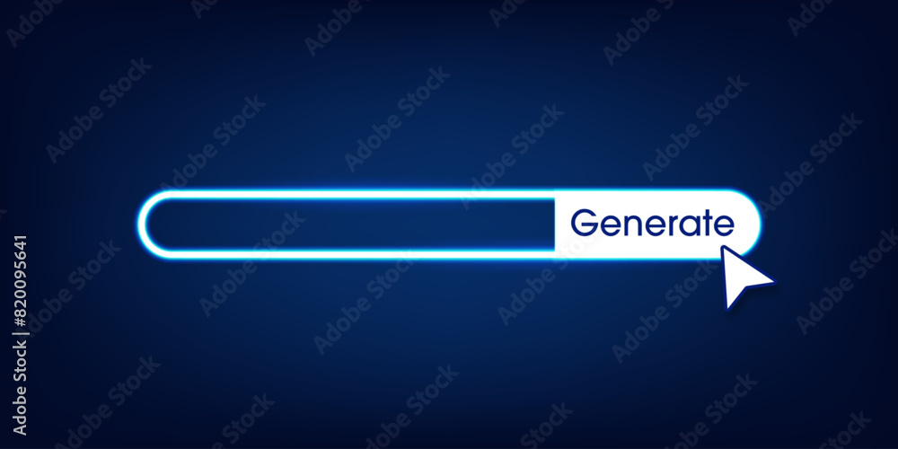 Poster Futuristic AI prompt Generate Bar. Artificial intelligence and Machine learning technology concept. AI enters by command prompt to generate ideas. Chat with AI. Vector illustration.