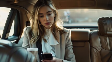 Businesswoman Commuting in a Car