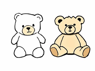 Naklejka premium Two teddy bear on white background