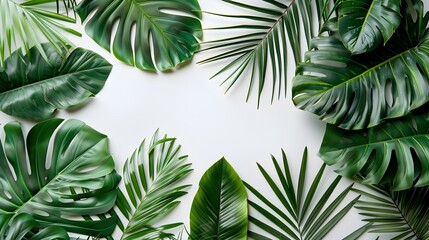 tropical palm leaf and shadow, abstract natural green background, dark tone textures