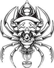 skull spider silhouette clipart vector illustration