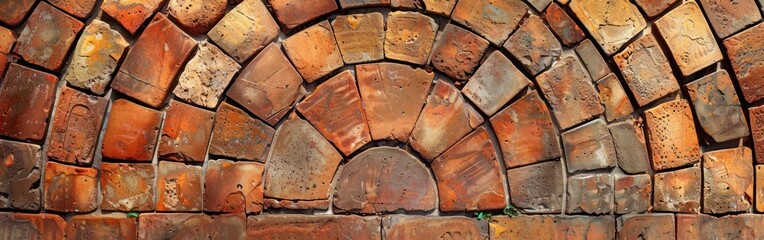 Toscan Terracotta Pavement in Semicircle Texture Background
