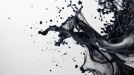 Fluid Motion: Abstract Ink Drops on Bright White Background
