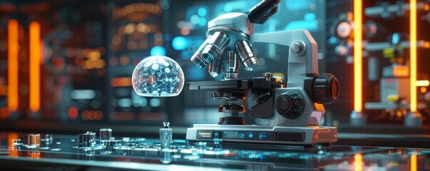 3D CG rendering of a futuristic microscope