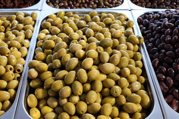 Pickled and salted vegetables are sold at a city bazaar in Israel.