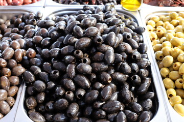 Pickled and salted vegetables are sold at a city bazaar in Israel.