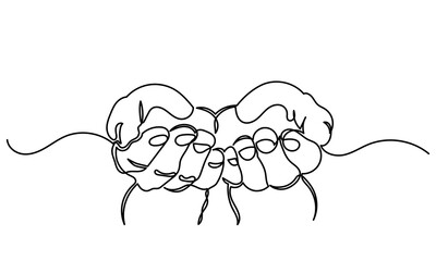 Single continuous line drawing of Praying hands.Prayer to god with faith holy Islam, catholic or Christian, spiritual belief and hope.vector illustration.