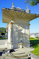 Fountain of Mihrishah Valide Sultan - the mother of Sultan Selim III, built near the Kucuksu Palace in the 19th century. Ottoman Baroque on the banks of the Bosphorus (Istanbul, Turkey).