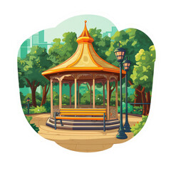 a sticker of stall in summer park