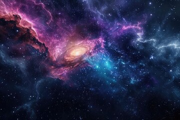 Obraz premium Colorful galaxy with cosmic dust and nebulas