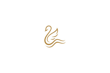 Golden swan luxury logo with simple line design