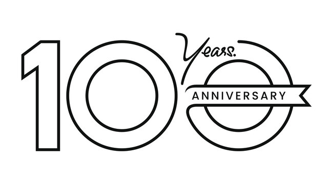 Line Art Doodle of anniversary 100 years logo design on white background for celebration moment. Vector Illustration