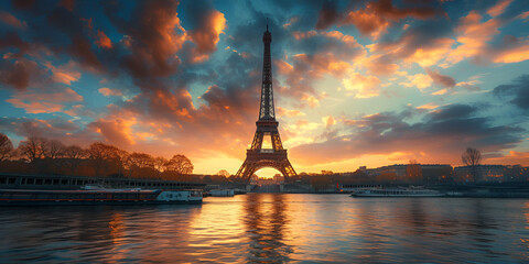 Eiffel Tower at Sunset | Parisian Evening Glow
