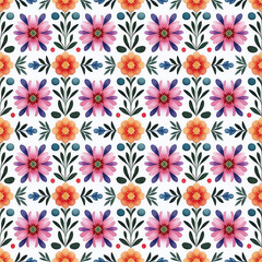 Fototapeta premium Seamless Pattern of Watercolor Florals