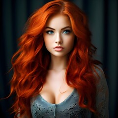 Fototapeta premium young-woman-sexy-red-hair