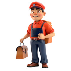 3d Cute cartoon postman Isolated on transparent background, Playful Transparent PNG Character