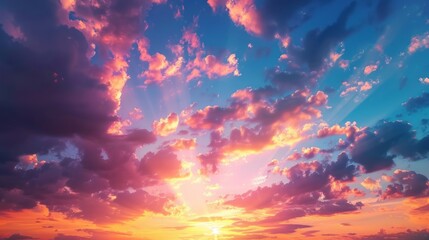 Dramatic and beautiful sunset with colorful clouds and sky.