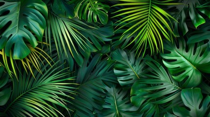 Fototapeta premium Palm leaves background.