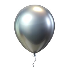 3d realistic silver Balloon. Holiday illustration of flying glossy balloon.