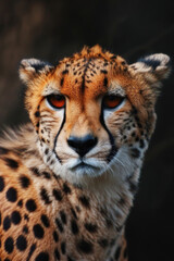 Fototapeta premium A close-up portrait of a leopard reveals its characteristic spotted fur