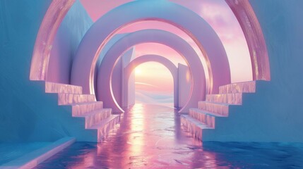 Obraz premium Geometric Architecture Under Blue Skies