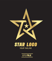 Vektor Stock Golden Star Logo with Gold Light highest resolution eps