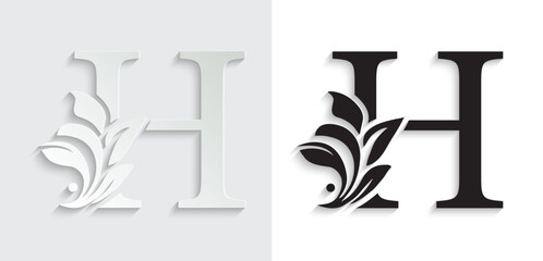 letter H flower letters. Vintage ornament initial Alphabet. Logo vector