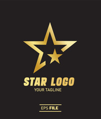 Vektor Stock Golden Star Logo with Gold Light highest resolution eps