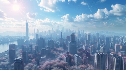 Naklejka premium Futuristic City Skyline