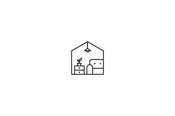 home furniture logo in line art design style
