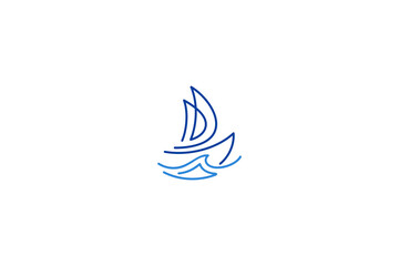 sailboat logo with simple linear line design style