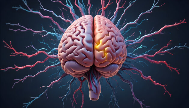 Concept art of a human brain exploding with knowledge and creativity. generative ai