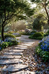 Obraz premium Garden Landscape Design Renderings: Visualizing Your Dream Outdoor Space