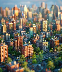 Obraz premium Miniature Cityscape: A World in Detail