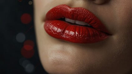 Obraz premium Abstract cutout red kiss lips collage element. Trendy design element.