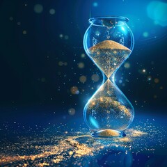 an hourglass with glowing sand 