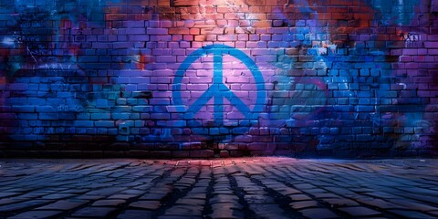Promoting Peace and Crosscultural Understanding Through Street Art on a Brick Wall. Concept Street Art, Peace Promotion, Crosscultural Understanding, Brick Wall Display