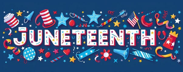 American flag inspired wordmark design for juneteenth celebrations