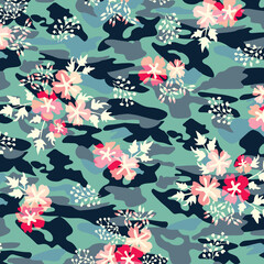 Obraz premium Camouflage and floral design pattern