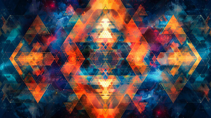 Abstract geometric background with triangles and grunge effect. Fractal art