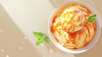 Caramel ice cream, top view