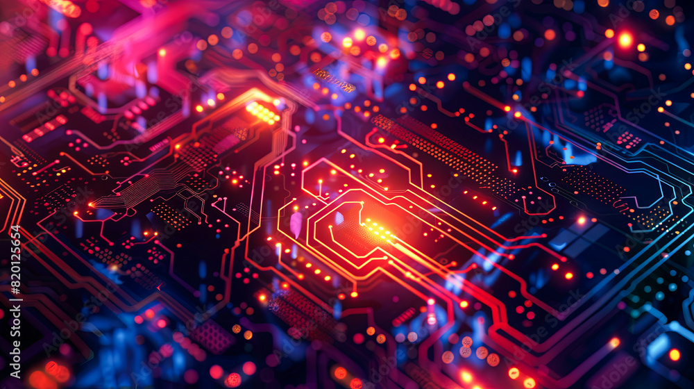 Aufkleber circuit board. technology background. 3d rendering toned image