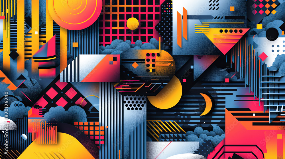 Poster abstract geometric background with colorful shapes and lines. vector illustration for your design