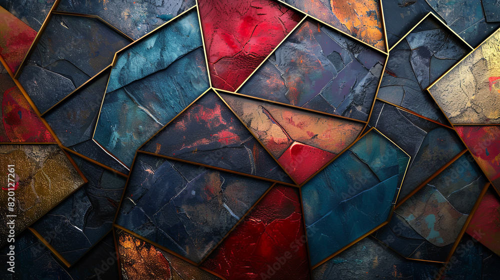 Poster abstract background with colorful geometric shapes. 3d render illustration.