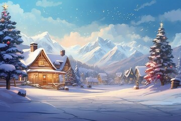 christmas house in the mountains